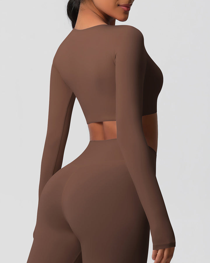 Gwen Cropped Long Sleeve - Brown