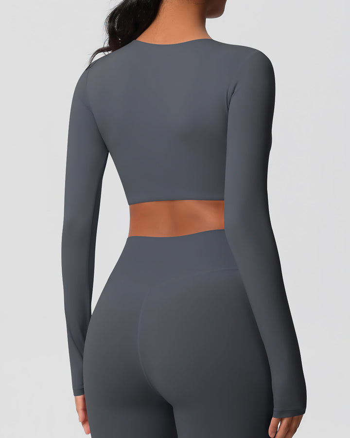 Gwen Cropped Long Sleeve - Dark Grey