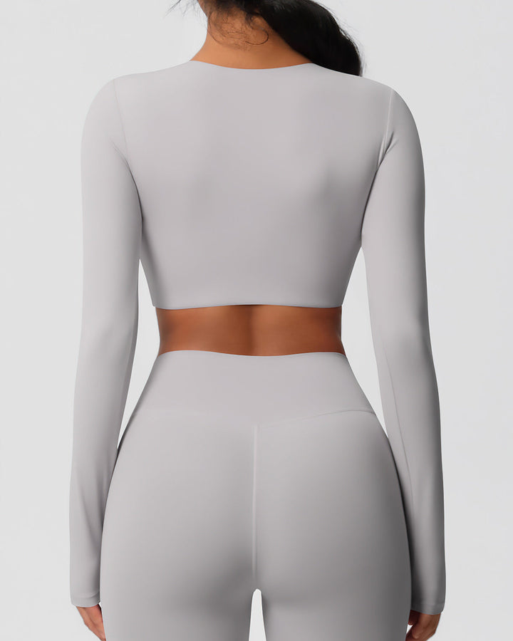 Gwen Cropped Long Sleeve - Light Grey