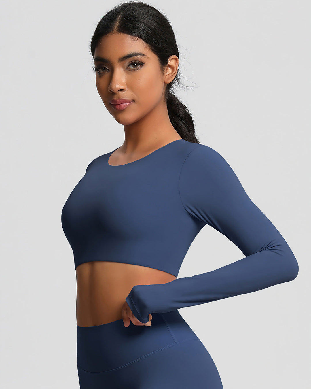 Gwen Cropped Long Sleeve - Navy