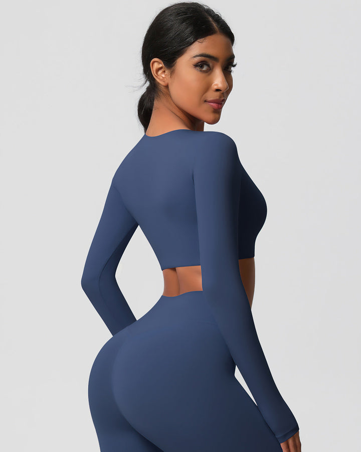 Gwen Cropped Long Sleeve - Navy