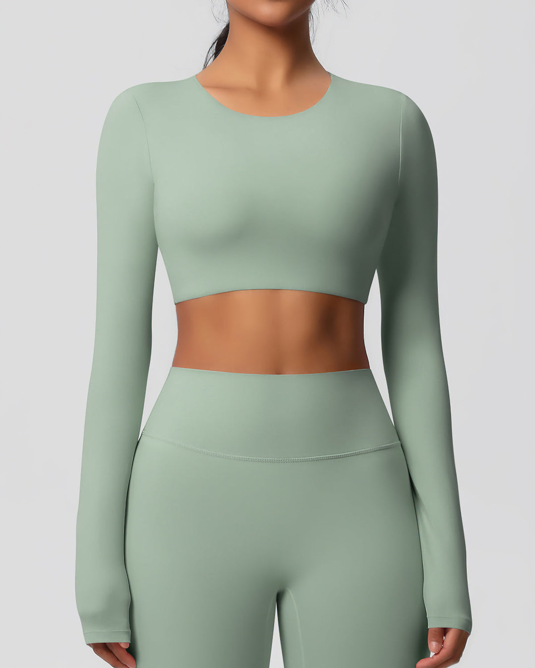 Gwen Cropped Long Sleeve - Sage Green