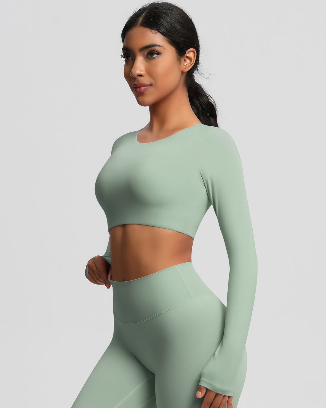 Gwen Cropped Long Sleeve - Sage Green