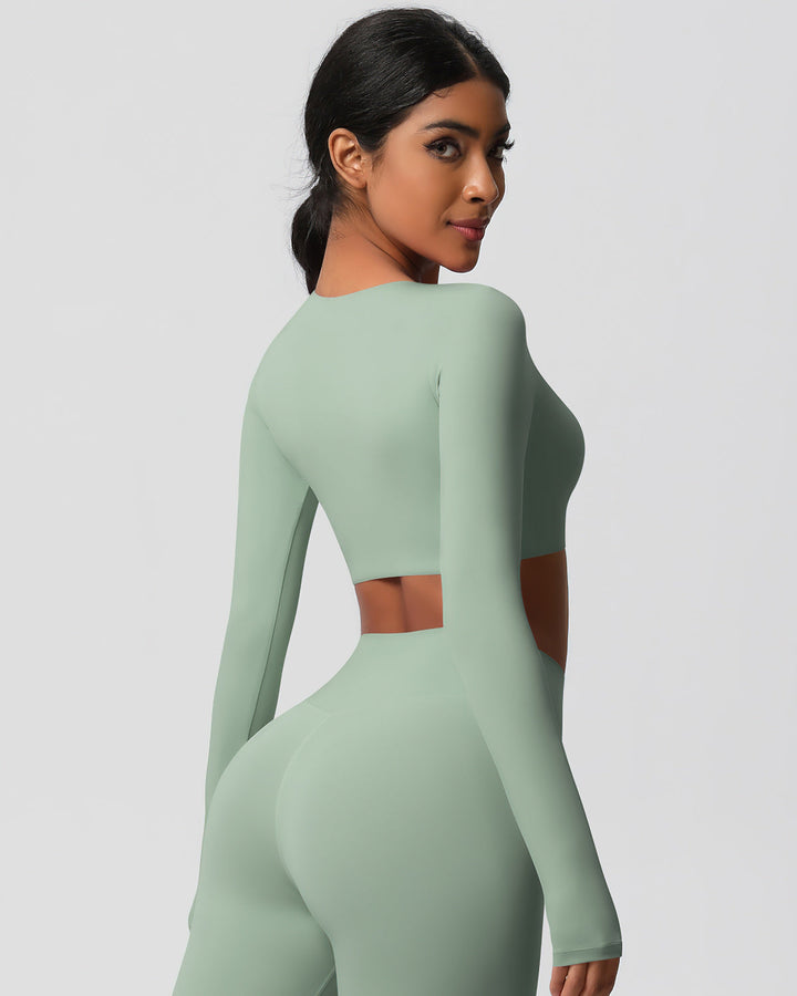 Gwen Cropped Long Sleeve - Sage Green