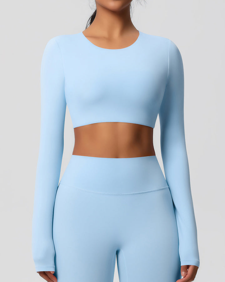 Gwen Cropped Long Sleeve - Sky Blue