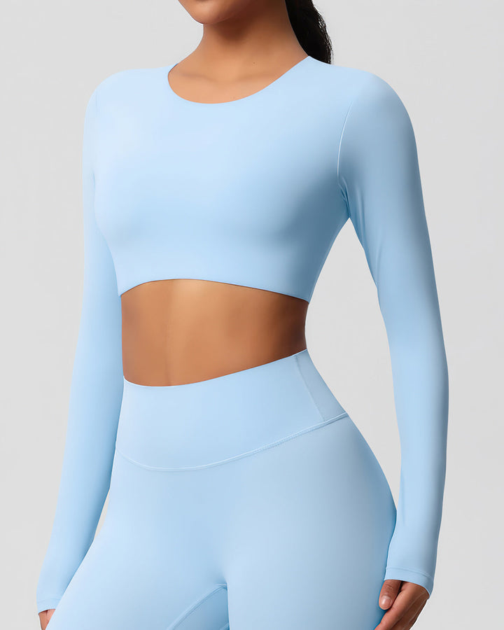 Gwen Cropped Long Sleeve - Sky Blue