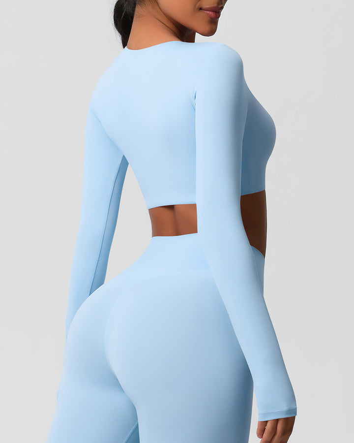 Gwen Cropped Long Sleeve - Sky Blue