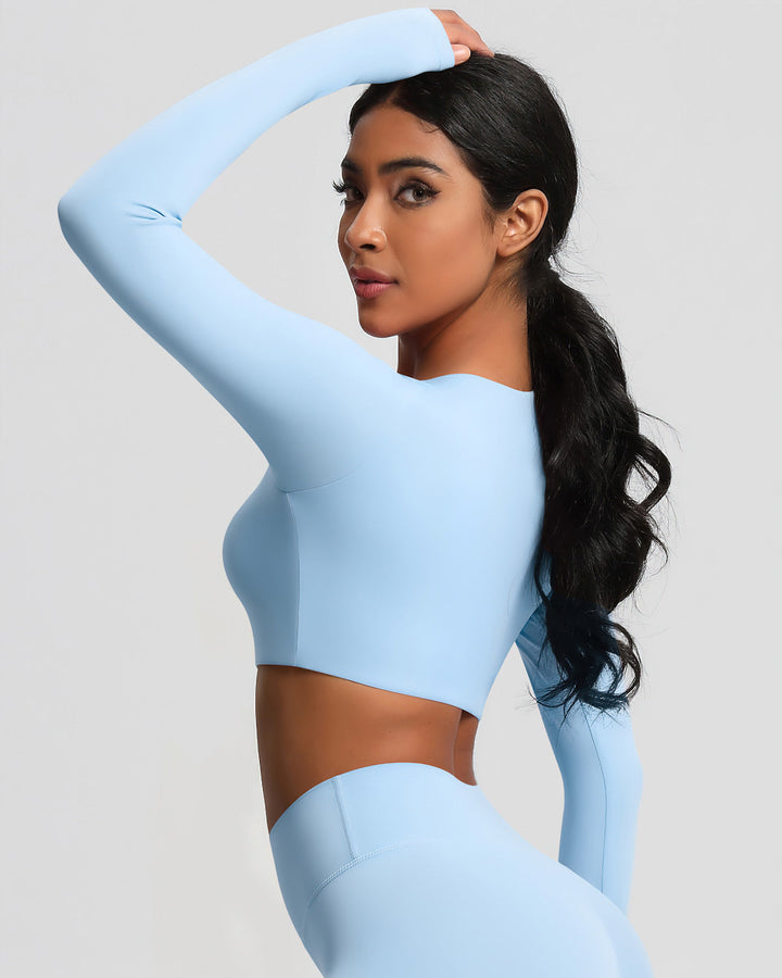 Gwen Cropped Long Sleeve - Sky Blue