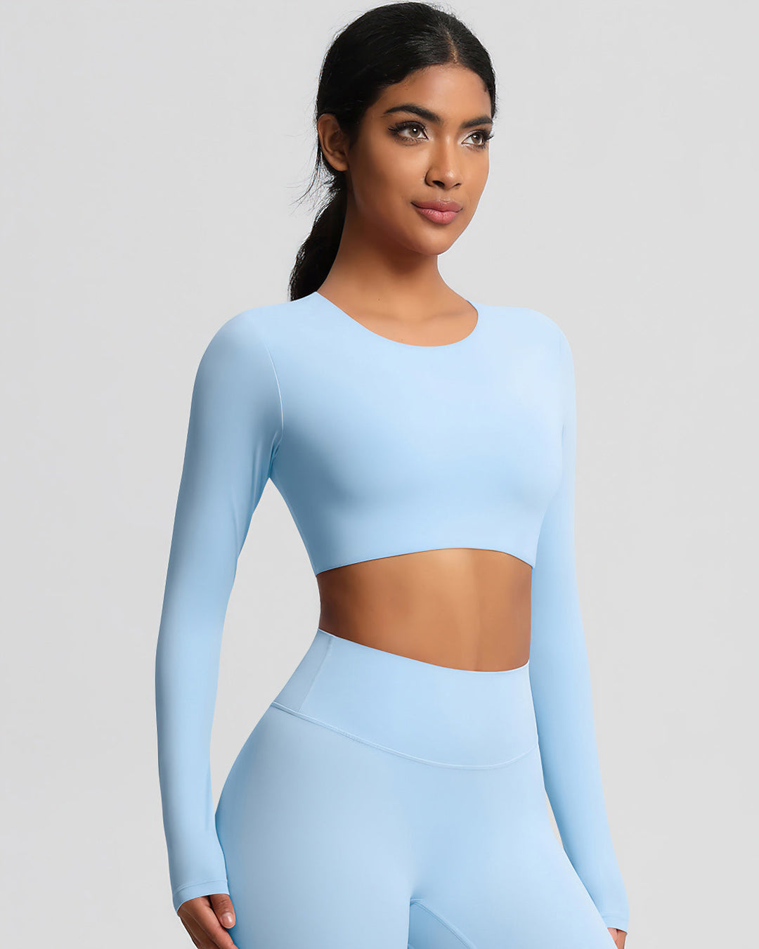 Gwen Cropped Long Sleeve - Sky Blue
