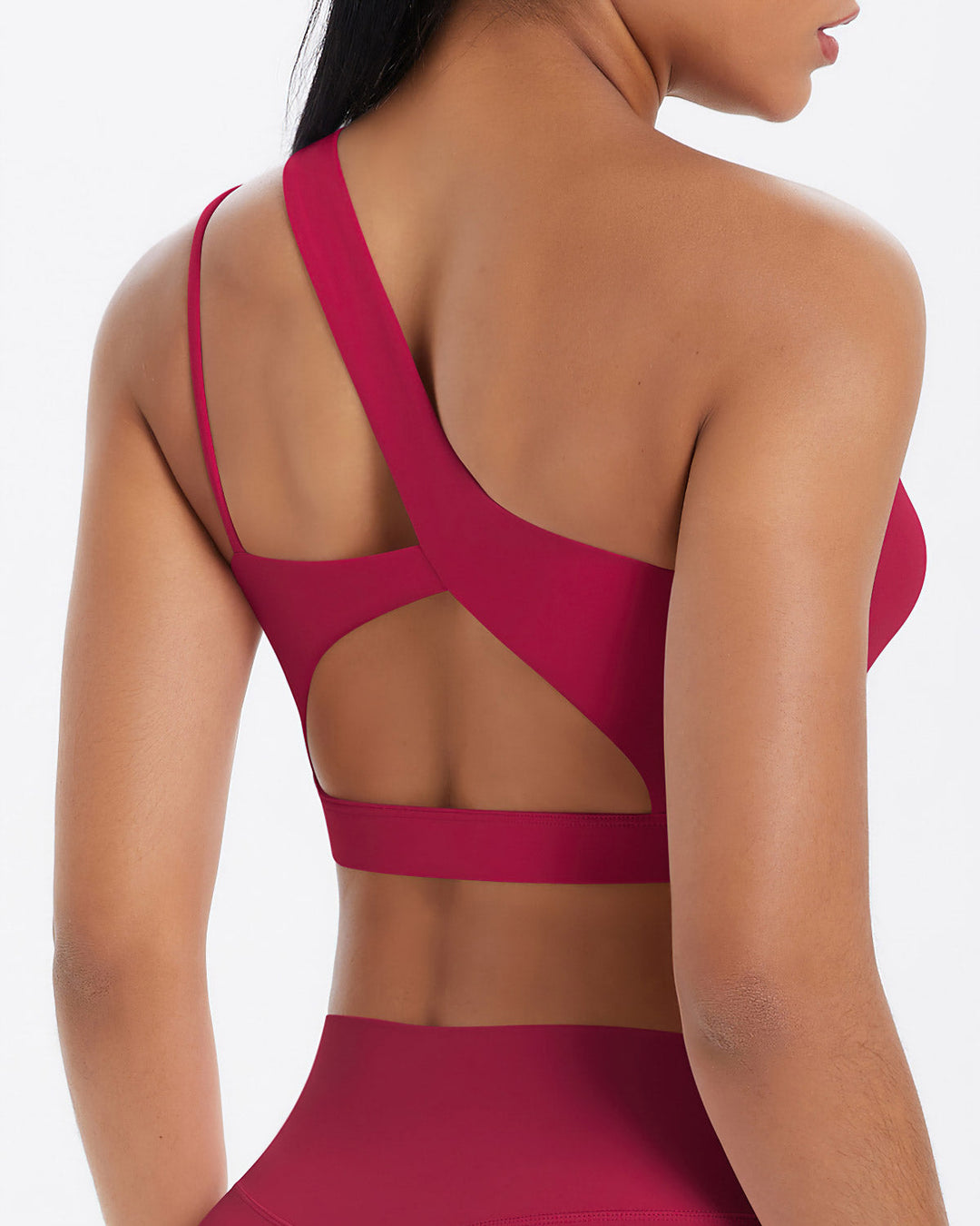 Gwen One-Shoulder Sports Bra - Carmine