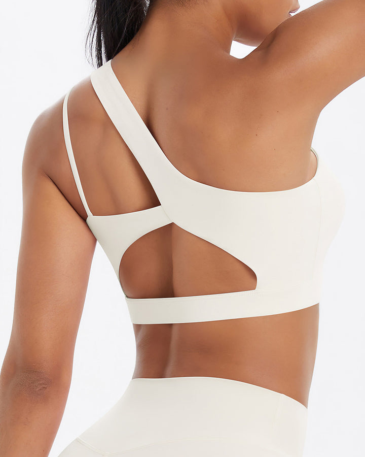 Gwen One-Shoulder Sports Bra - Cloud