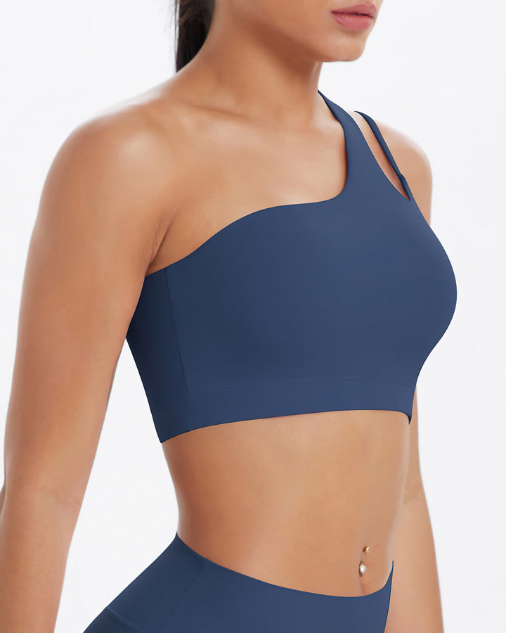 Gwen One-Shoulder Sports Bra - Navy