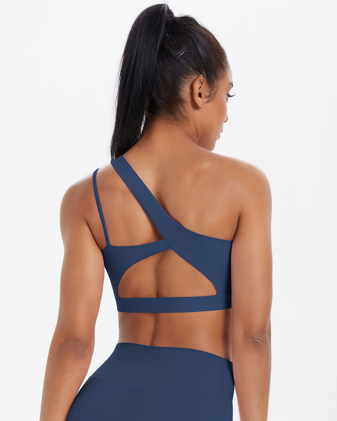 Gwen One-Shoulder Sports Bra - Navy