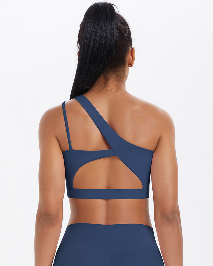 Gwen One-Shoulder Sports Bra - Navy