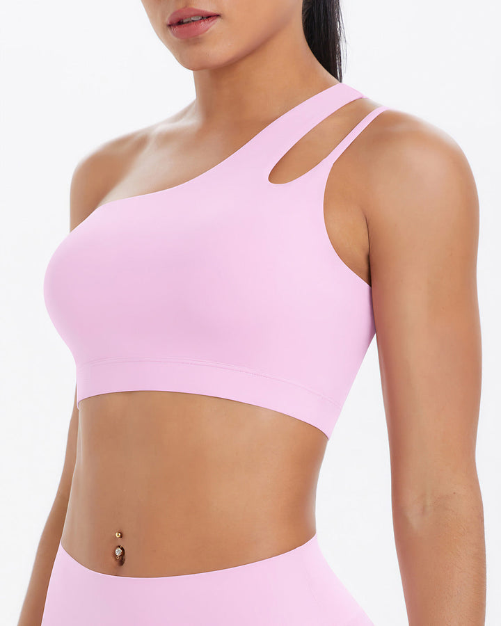 Gwen One-Shoulder Sports Bra - Pink