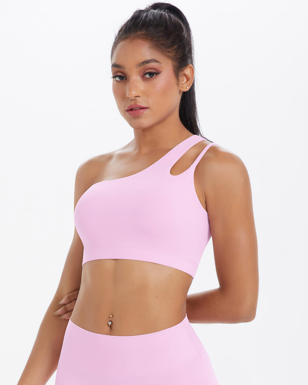 Gwen One-Shoulder Sports Bra - Pink