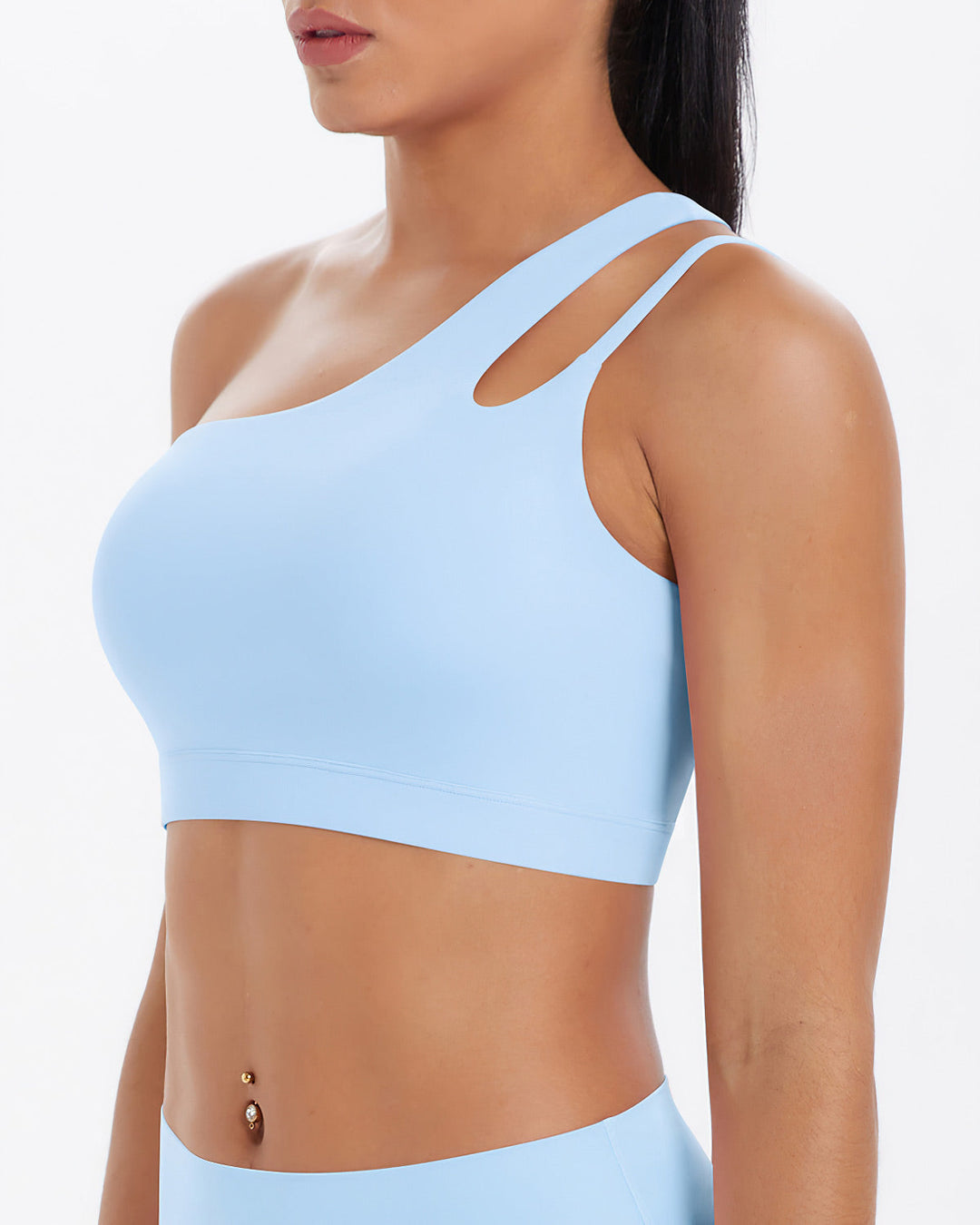 Gwen One-Shoulder Sports Bra - Sky Blue