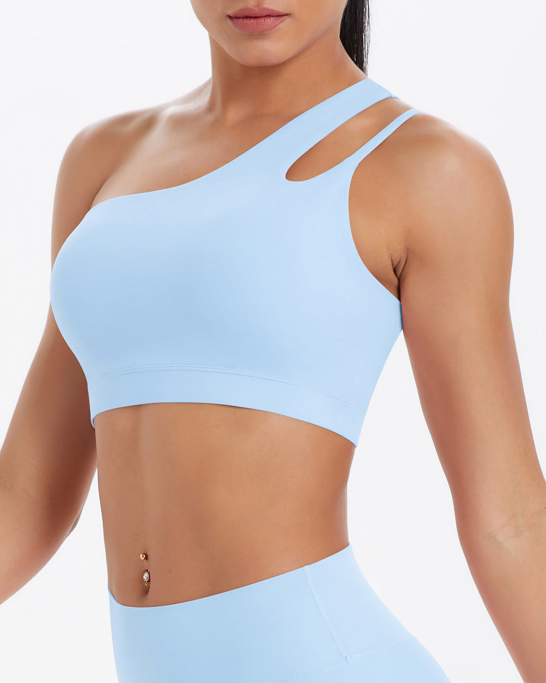 Gwen One-Shoulder Sports Bra - Sky Blue
