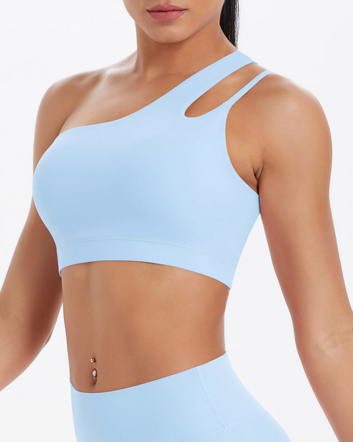 Gwen One-Shoulder Sports Bra - Sky Blue