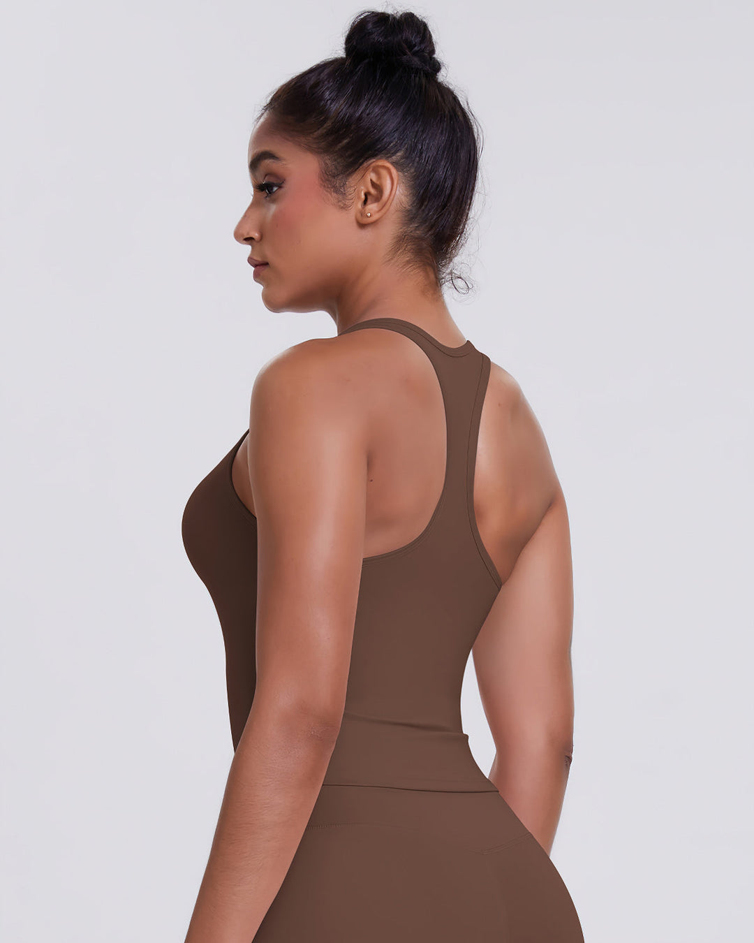 Gwen T-Back Top - Brown