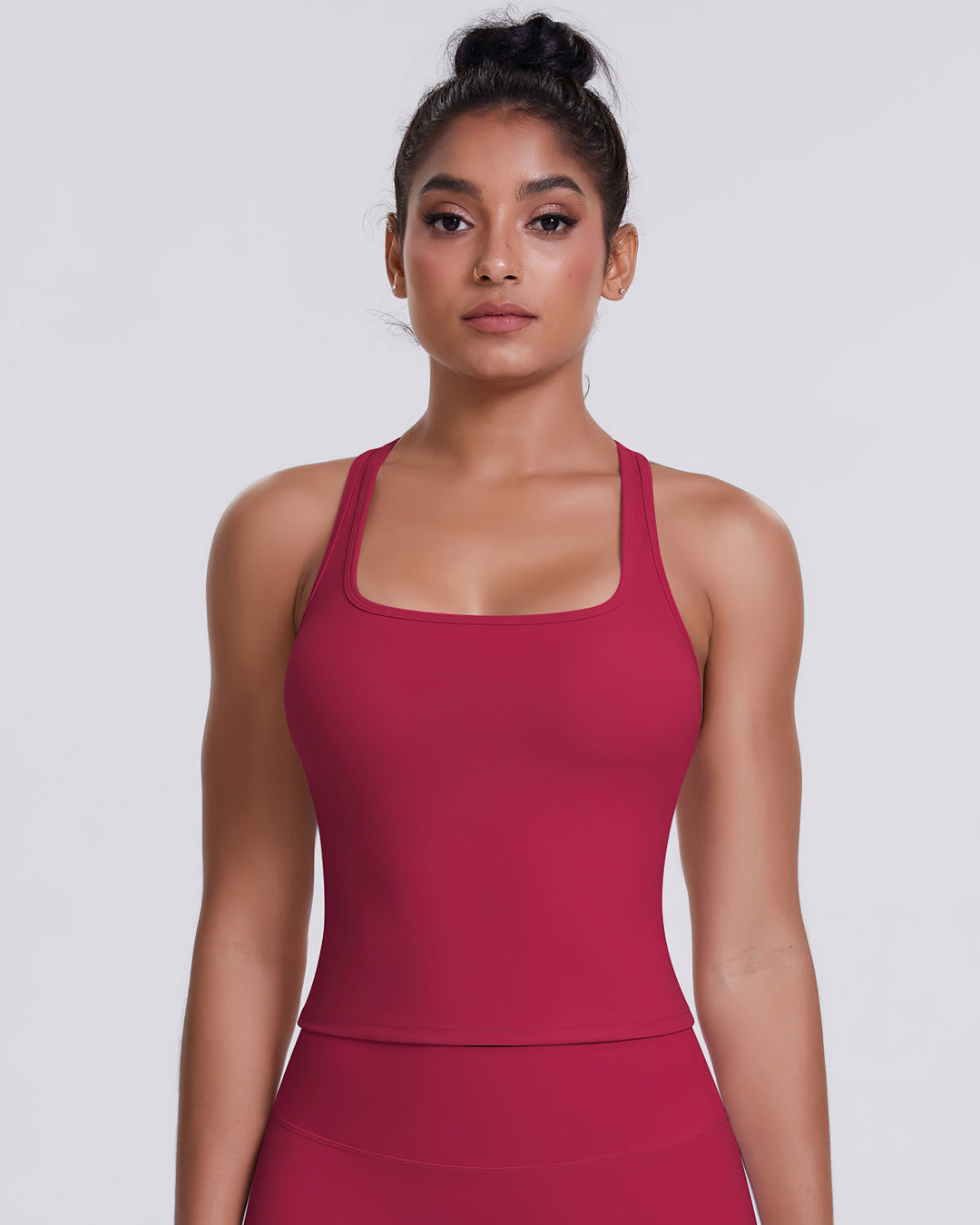 Gwen T-Back Top - Carmine