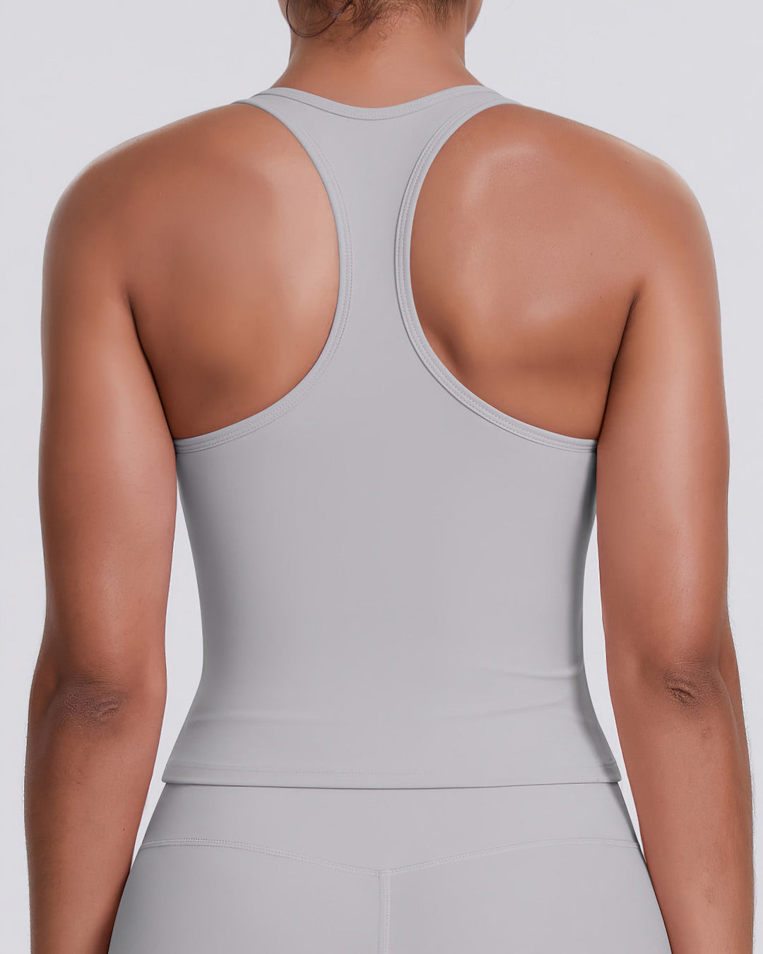 Gwen T-Back Top - Light Grey