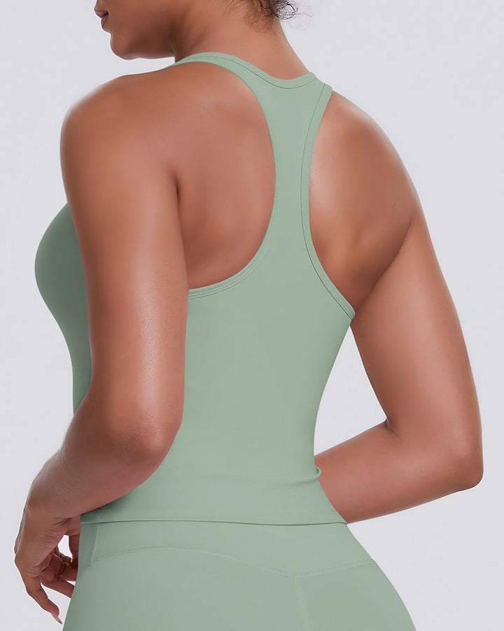 Gwen T-Back Top - Sage Green