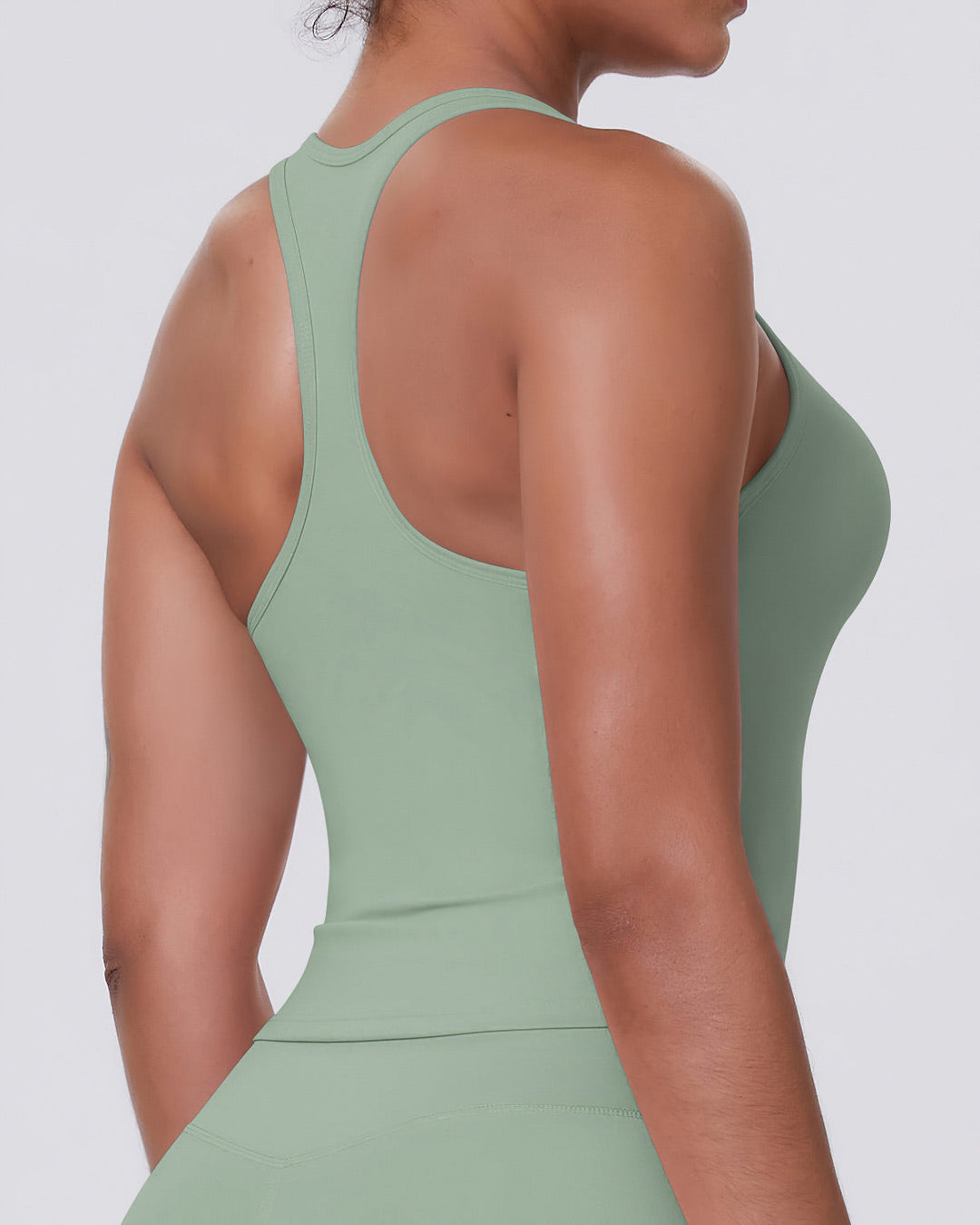 Gwen T-Back Top - Sage Green