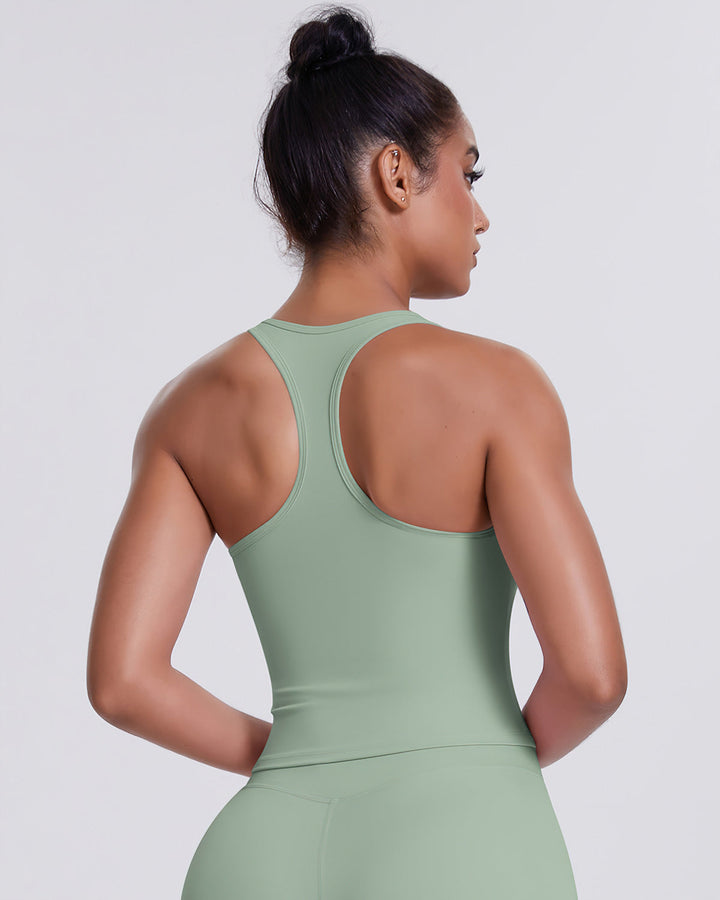 Gwen T-Back Top - Sage Green